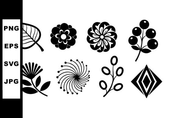 Black and White Decorative Floral and Le: Graphics and Illustrations for Branding