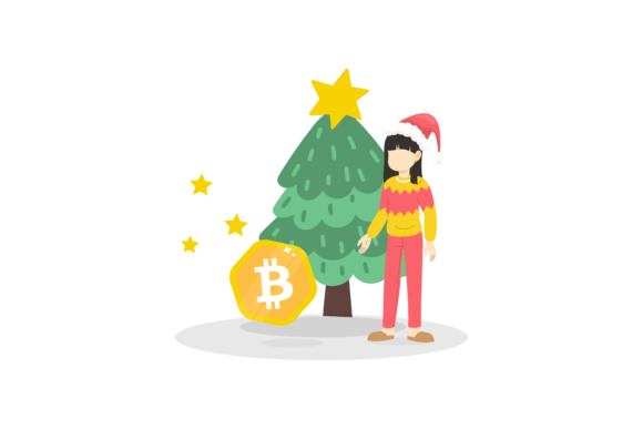 Christmas Bitcoin Celebration Decorative Graphics