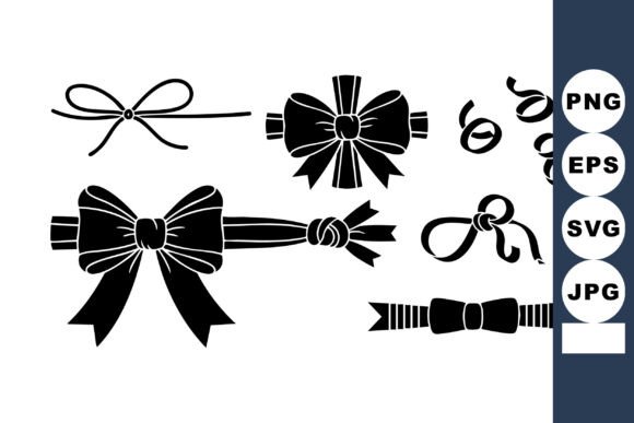 Decorative Black Ribbon Bows and Curls V