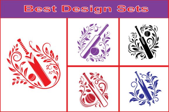 Decorative Cricket Bat and Ball Vector Graphics Freebies
