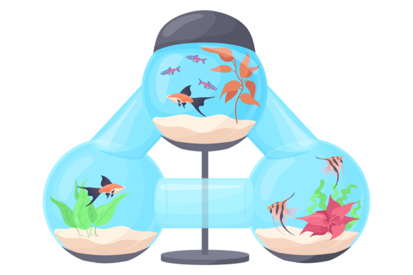 Decorative Glass Aquarium Graphics for Illustrations