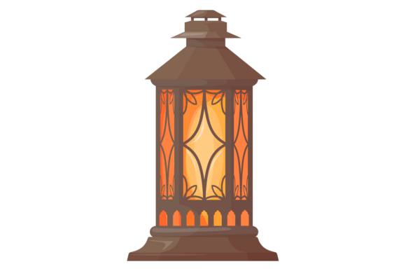 Decorative Lantern. Traditional Old Glas Graphics