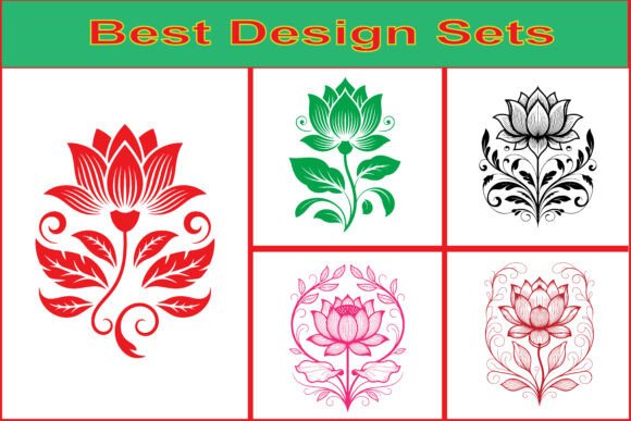Decorative Lotus Vector Design Set