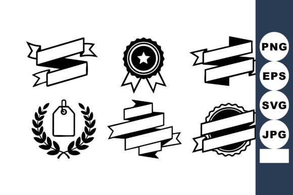 Decorative Ribbon Banners and Badge Elem: Graphics for Local Business Branding