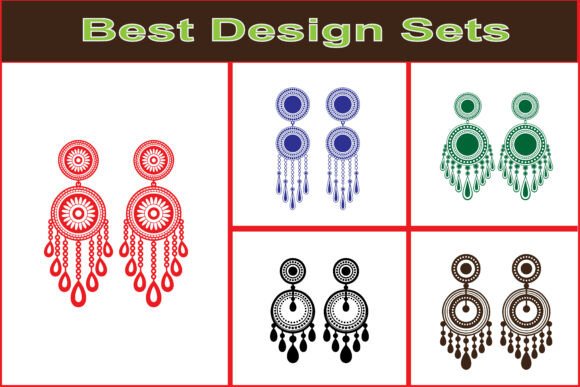 Decorative Round Earrings Line Art Set: Graphics & Freebies for Creative Brands