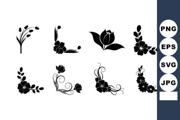 Floral Corner Decorative Elements with B: Graphics & Illustrations for Crafters