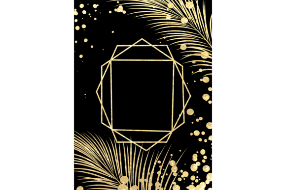 Golden Frame on Decorative Luxury Black Graphics