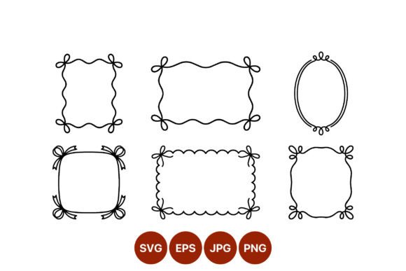 Hand Drawn Decorative Frames with Bows: Graphics for Local Business Branding