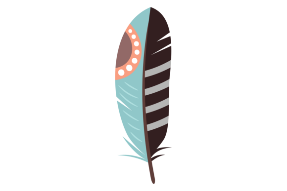 Patterned Feather. Decorative Boho Fluff Graphics